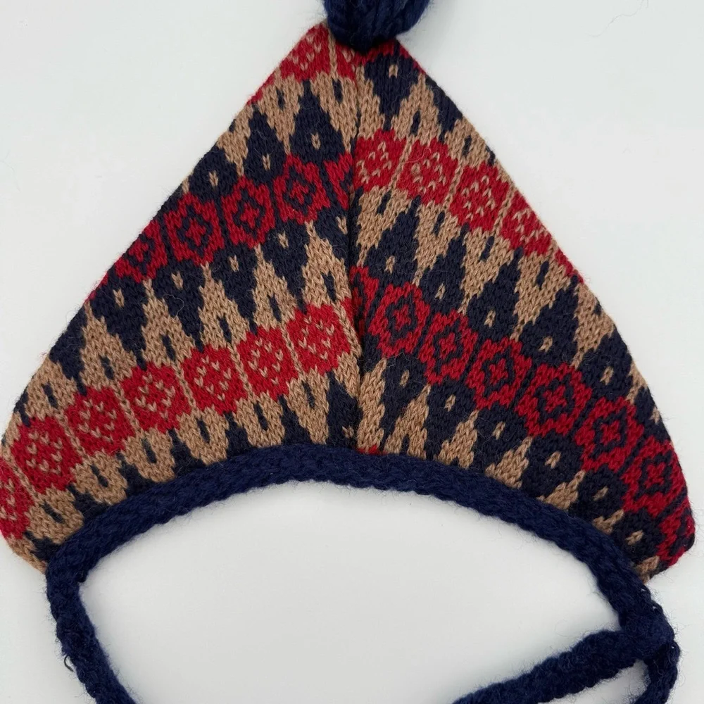 Vintage Handmade Knit Children's Hat | Folk Style | Ages‎ 1-2 | Tassel Top